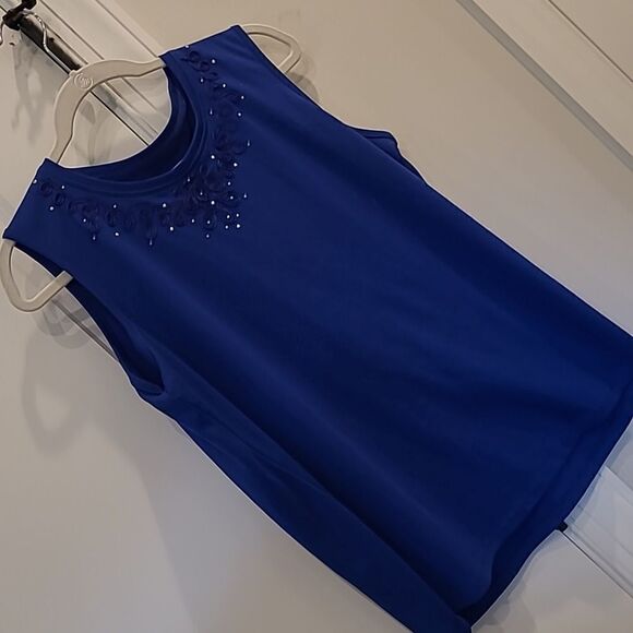 Allison Daley sz L/G sleeveless top with applique and sequins - Picture 1 of 7